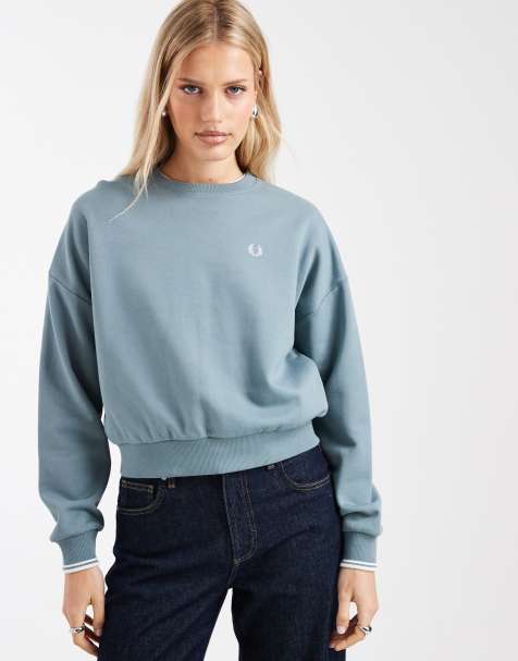 Fred Perry – Sweatshirt in Blau mit Zierstreifen - view 1