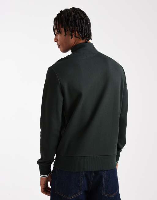 Fred Perry – Sweatshirt in Dunkelgrün mit kurzem Reißverschluss, 3 von 5