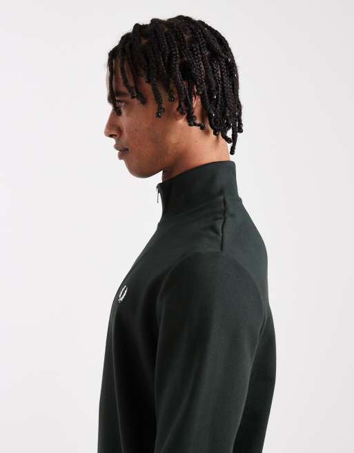 Fred Perry – Sweatshirt in Dunkelgrün mit kurzem Reißverschluss, 4 von 5
