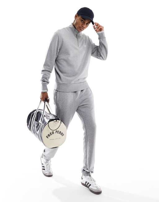Fred Perry – Sweatshirt in Grau mit kurzem Reißverschluss, 2 von 4