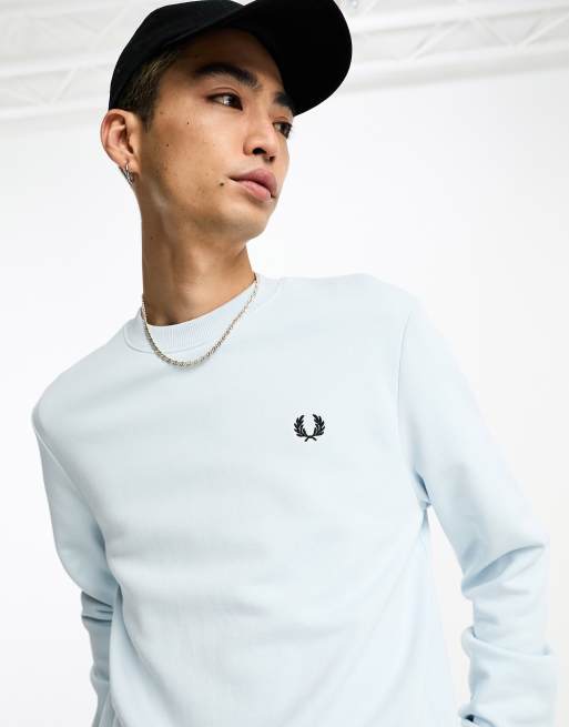 Fred Perry sweatshirt in light ice blue | ASOS