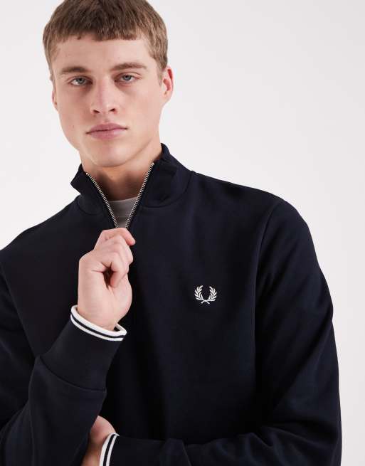 Fred Perry – Sweatshirt in Navy mit kurzem Reißverschluss, 3 von 5