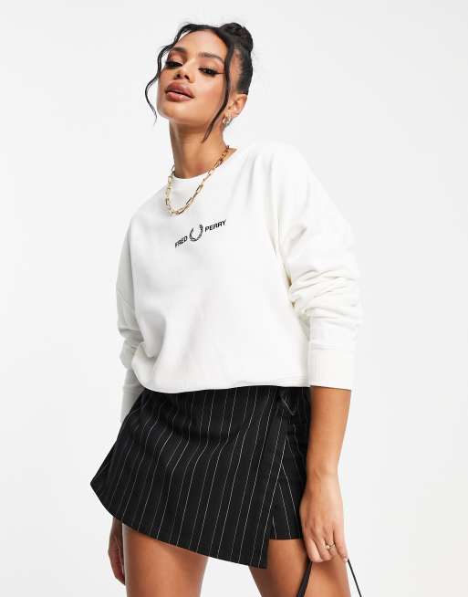 Fred Perry – Sweatshirt in Weiß mit Logo