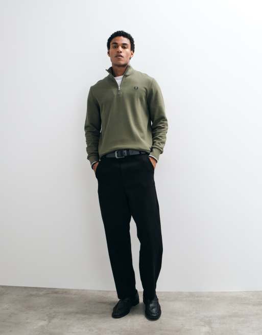 Fred Perry sweatshirt med halv dragkedja och logga i grönt, 4 av 5