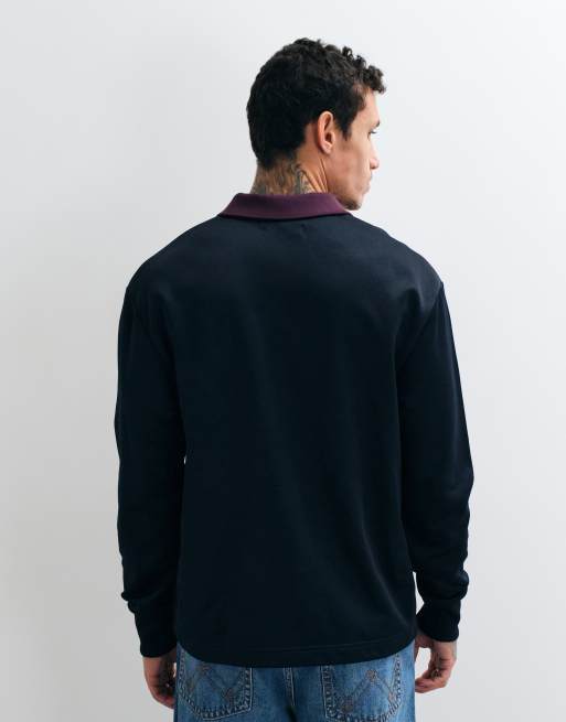 Fred Perry sweatshirt med kontrastkrave i marineblå, 5 af 5