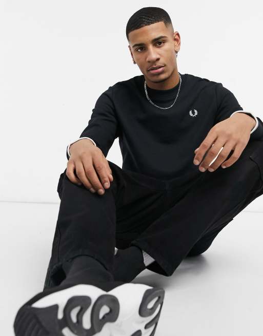 Fred Perry - Sweatshirt med rund hals i sort, 4 af 4