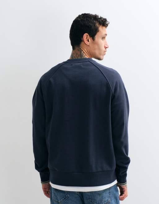 Fred Perry sweatshirt med rund halsringning och kontrastkanter i mörk airforceblå, 5 av 5