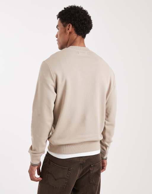 Fred Perry - Sweatshirt met een gekleurd randje en ronde hals in ecru, 3 van 5