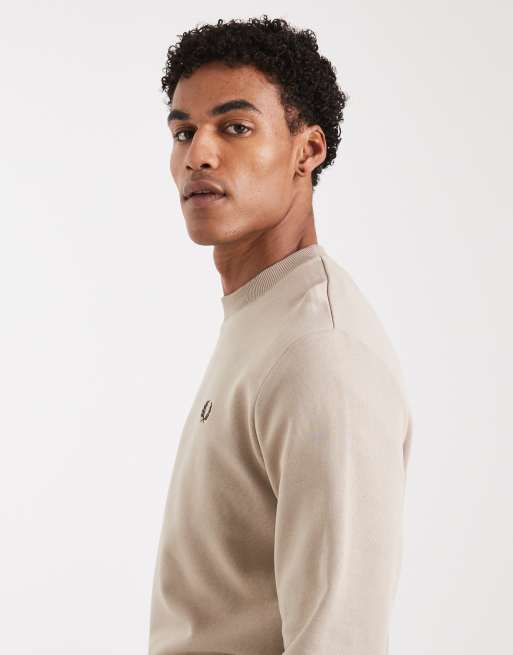 Fred Perry - Sweatshirt met een gekleurd randje en ronde hals in ecru, 4 van 5