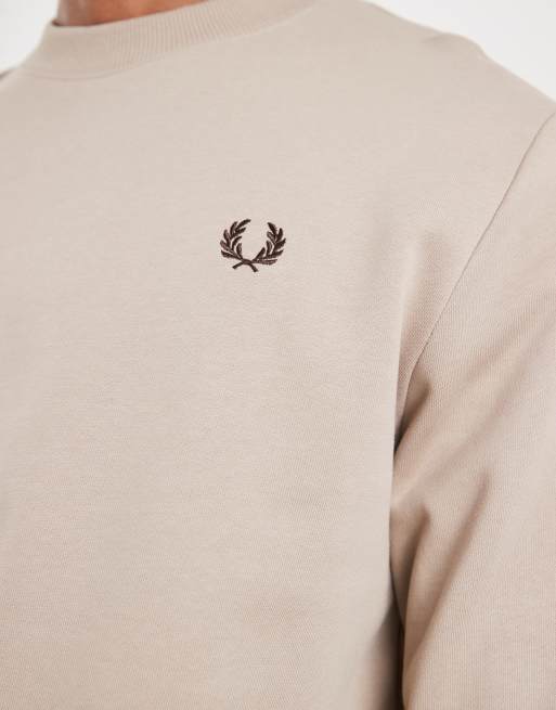 Fred Perry - Sweatshirt met een gekleurd randje en ronde hals in ecru, 5 van 5