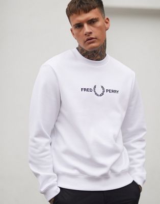 Fred Perry - Sweatshirt met geborduurd logo op de borst in wit