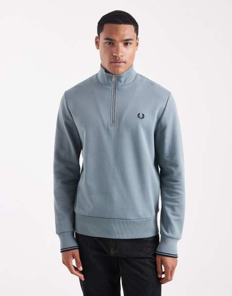 Fred Perry - Sweatshirt met korte rits in blauw - view 1