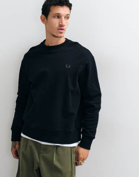 Fred Perry sweatshirt met reflecterende laurier in zwart - view 1
