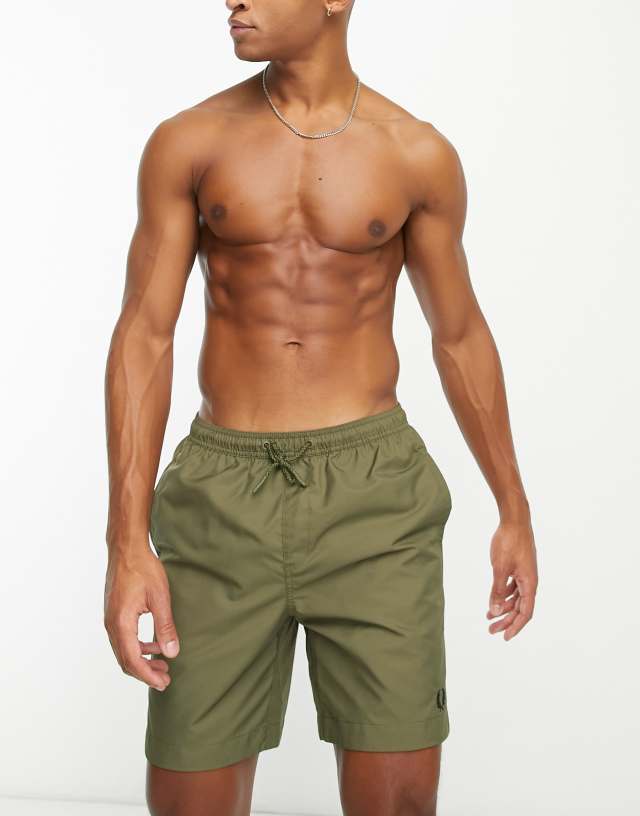 Fred Perry swim shorts in khaki