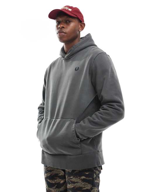 Fred Perry – Szara gruba bluza z kapturem