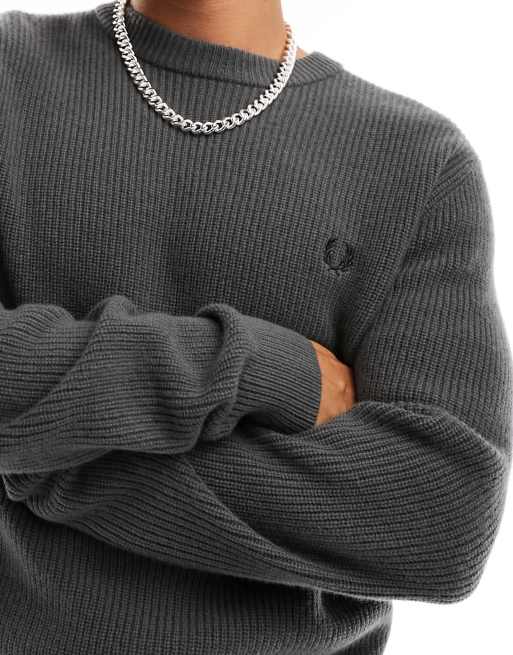Fred Perry – Szary dzianinowy sweter , 3 z 4