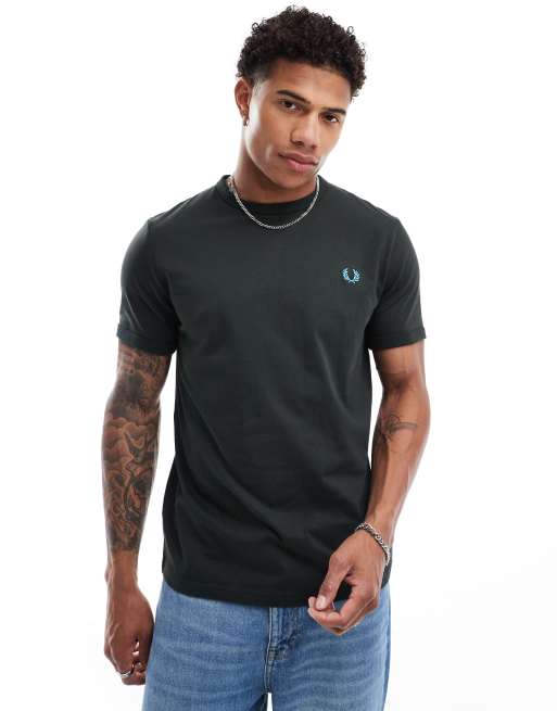 Fred Perry - T-shirt à bords contrastants - Vert forêt