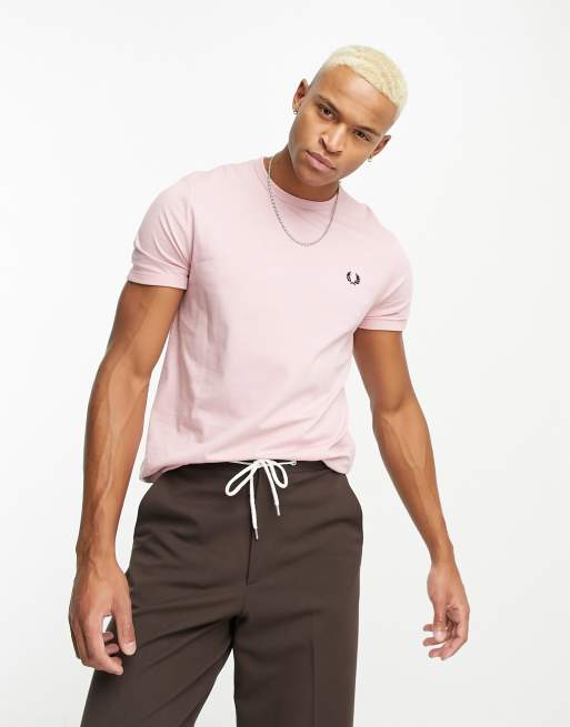 Fred Perry - T-shirt à bords-côtes - Rose