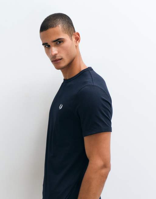 Fred Perry - T-shirt à bordures contrastantes - Bleu marine, 4 de 5