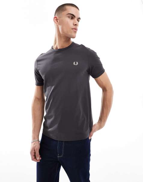 Fred Perry - T-shirt à bordures contrastantes - Gris - view 1