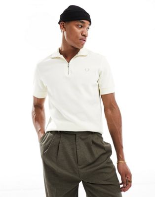 Fred Perry quarter zip t-shirt in white - ASOS Price Checker