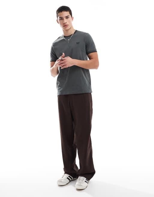 Fred Perry - T-shirt à double liseré - Vert kaki, 3 de 4