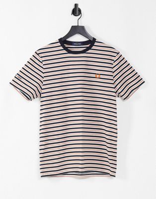Marques de designers Fred Perry - T-shirt à fines rayures - Blanc