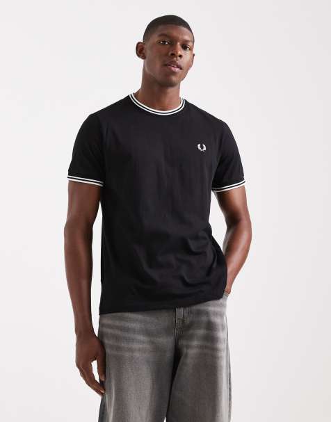 Fred Perry - T-shirt à liseré double - Noir - view 1