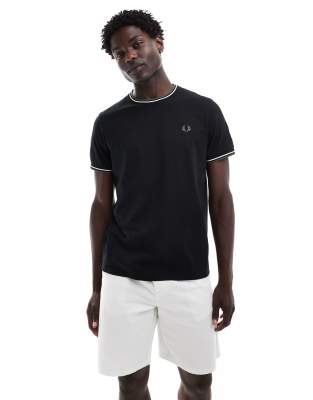 T-Shirt Fred Perry Bordada Noire pour Homme