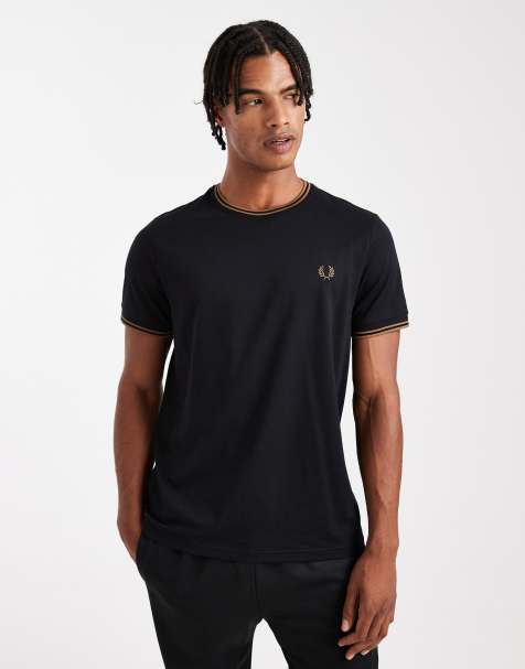 Fred Perry - T-shirt à liseré double - Noir - view 1