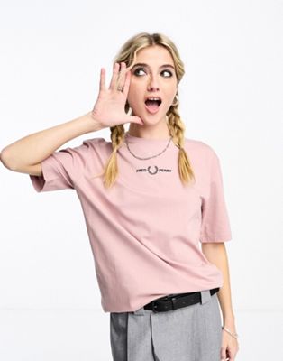 Fred Perry branded t-shirt in dusty rose pink - ASOS Price Checker