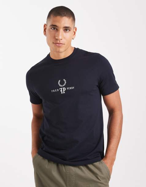 Fred Perry - T-shirt à monogramme contrastant - Bleu marine - view 1