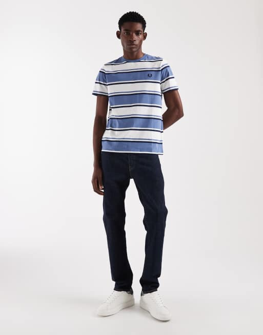 Fred Perry - T-shirt à rayures et logo - Bleu/blanc, 2 de 5