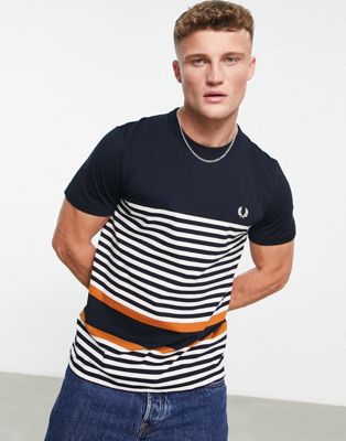 Fred Perry striped t-shirt in navy - ASOS Price Checker
