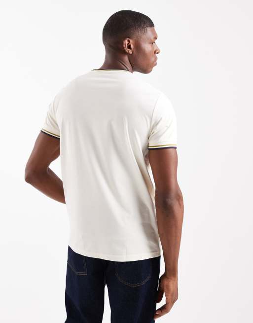 Fred Perry - T-shirt avec bords à doubles liserés - Écru, 3 de 5