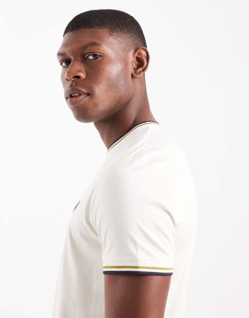 Fred Perry - T-shirt avec bords à doubles liserés - Écru, 4 de 5