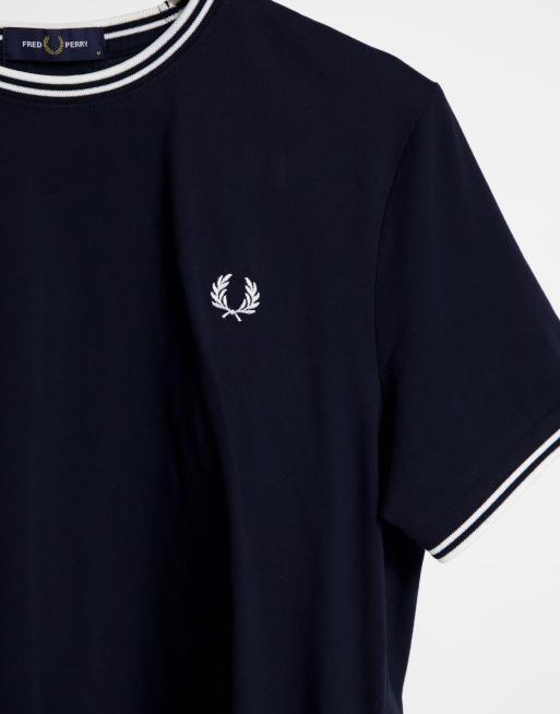 Fred Perry - T-shirt avec bordures à double rayure - Bleu marine, 4 de 4
