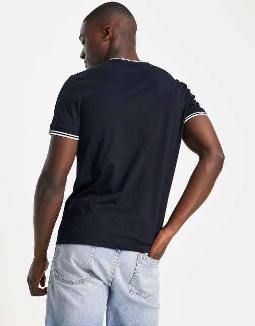 Fred Perry - T-shirt avec bordures à double rayure - Bleu marine, 2 de 4