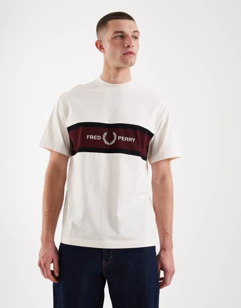 Fred Perry - T-shirt avec empiècement à logo brodé - Écru - view 1