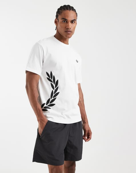 Fred Perry - T-shirt avec logo couronne de laurier texturé - Blanc - view 1