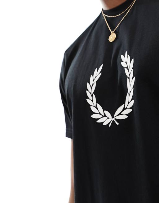 Fred Perry - T-shirt à logo oversize - Noir