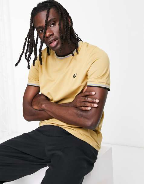 Fred Perry - T-shirt beige con bordi a contrasto - view 1