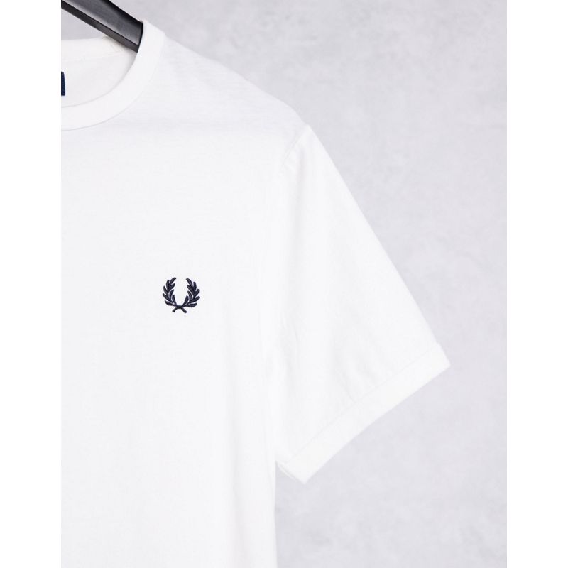 XQ9we Uomo Fred Perry - T-shirt bianca con bordi a contrasto