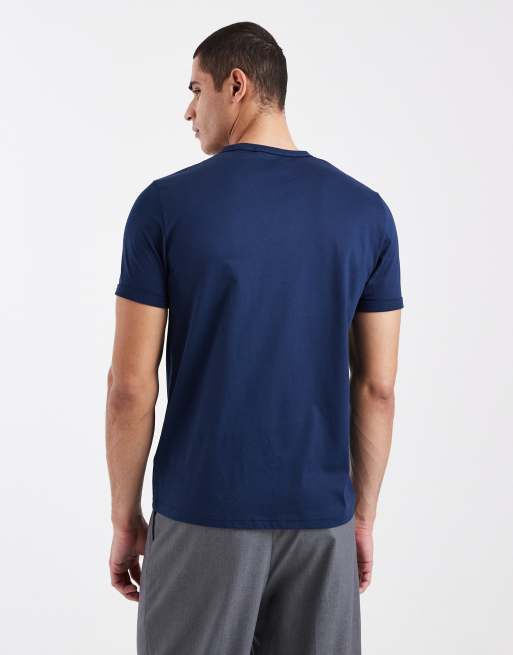 Fred Perry - T-shirt blu scuro con bordini a contrasto e logo, 3 di 5