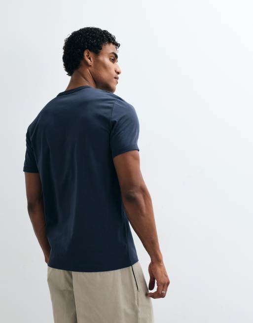Fred Perry - T-shirt color airforce scuro con bordi a contrasto, 3 di 5