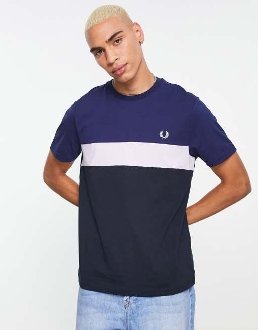 Fred Perry - T-shirt color block - Bleu marine