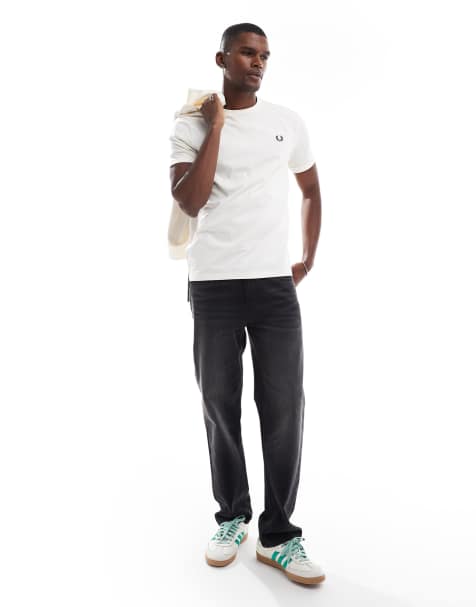 Fred Perry - T-shirt écru con bordi a contrasto - view 1