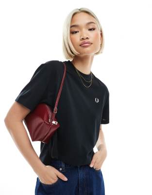 T-shirt Homme Fred Perry Noir Colorblock - Taille S - Coton - Occasion Très Bon état