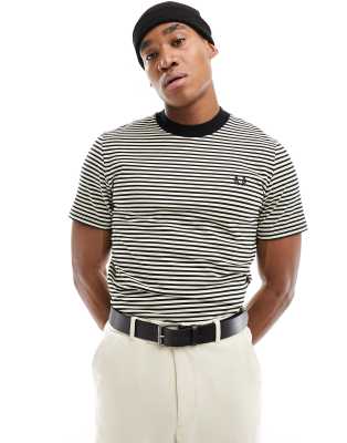 T-shirt Homme Fred Perry Noir Colorblock - Taille S - Coton - Occasion Très Bon état