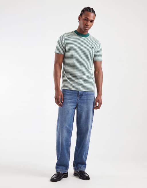 Fred Perry - T-shirt épais à rayures - Vert et blanc, 2 de 5